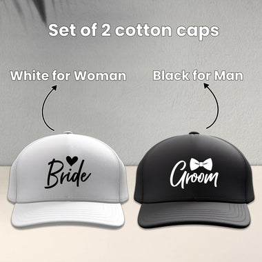 Bride & Groom Caps (Set of 2) – Matching Wedding Couple Caps.