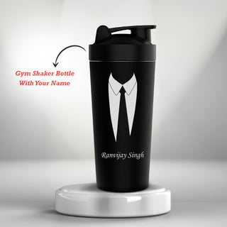 Water Bottle for Men With Name & Suit Design Engraved.