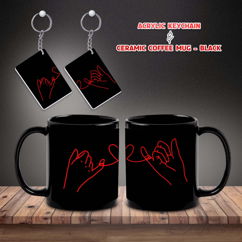 Couple Combo Set- Black Mug and Keychain Set of (2). Best For Gifting