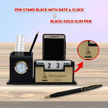 Engineer Combo Set - Slim Pen & Pen Stand with 'Best Engineer Ever' Engraving