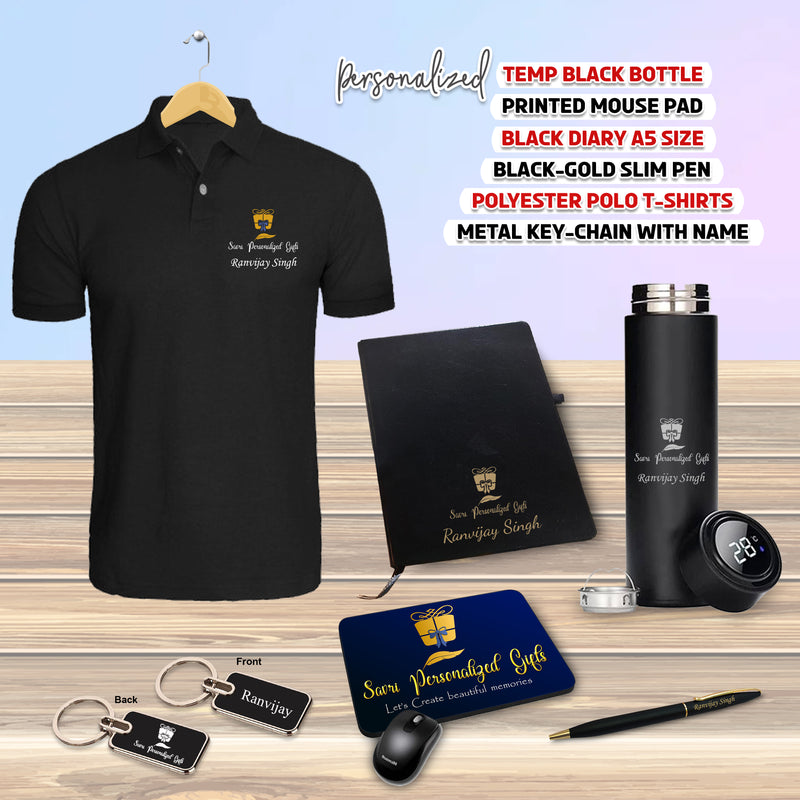 Custom Corporate Gift Set - Pen, Keychain, Bottle, Diary, Mouse Pad & T-Shirt.