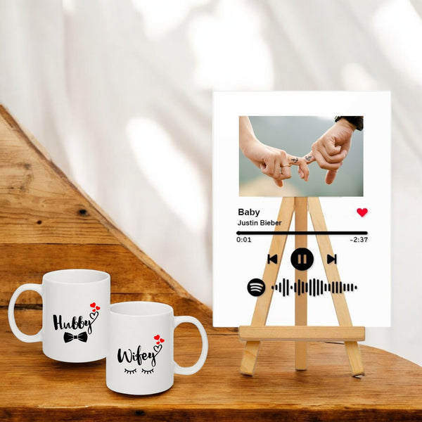 Anniversary Personalized Combo- Acrylic Spotify  Frame with Couple Mug Set.