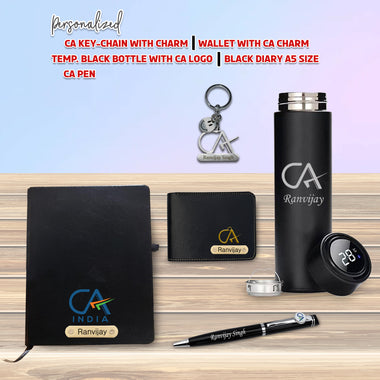 Customized CA Gift Set: Keychain, Water Bottle, Pen, Wallet & Diary.