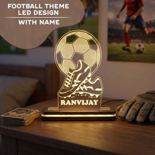 Personalized Football LED Lamp with Name 4x6 Inch – Customized Acrylic Night Light with Football & Shoes Design Frame