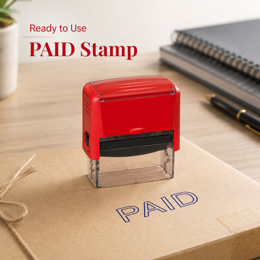 PAID Rectangle Pre-Inked Stamp | Self-Inking Office Seal with Blue Ink | Ready to Use