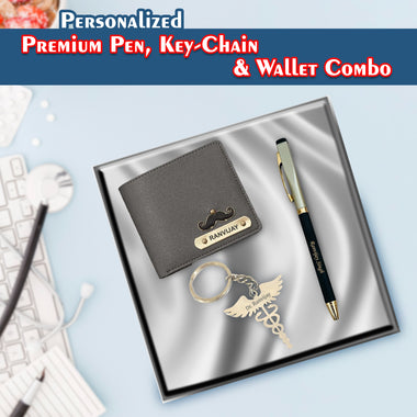 Personalized Wallet, Pen & Keychain Combo – Perfect Gift for Him