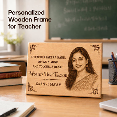 Personalized Teacher’s Day Gift | 6 x 8 Inch Wooden Photo Plaque | Teacher Appreciation Gift
