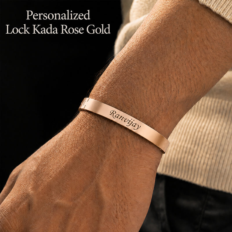 Customized Lock Kada Bracelet - Custom Name Engraved