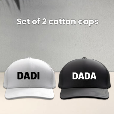 Dada Dadi Cotton Caps (Pack of 2) – Matching Grandparents Hats