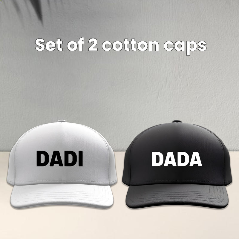 Dada Dadi Cotton Caps (Pack of 2) – Matching Grandparents Hats