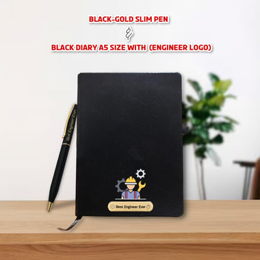 Combo Gifts – Pen Stand, Slim Pen & Diary with 'Best Engineer Ever' Engraved