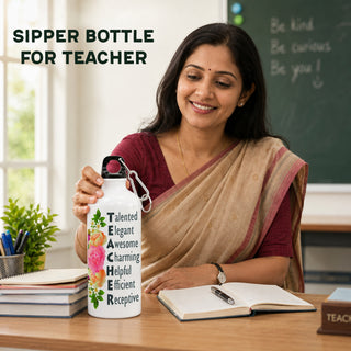 Teacher’s Day Gift | Aluminium Leakproof Sipper Bottle with Carabiner | World’s Best Teacher Flask