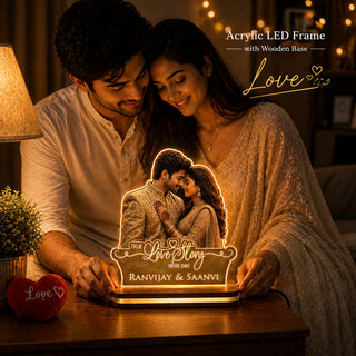 Acrylic LED Photo Lamp 6x8 Inch – Customized Engraved Photo Cutout with Name