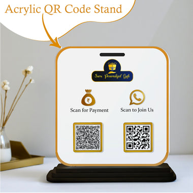 Custom Acrylic QR Code Stand with 2 QR Slots – 6x8 Inch Table Display