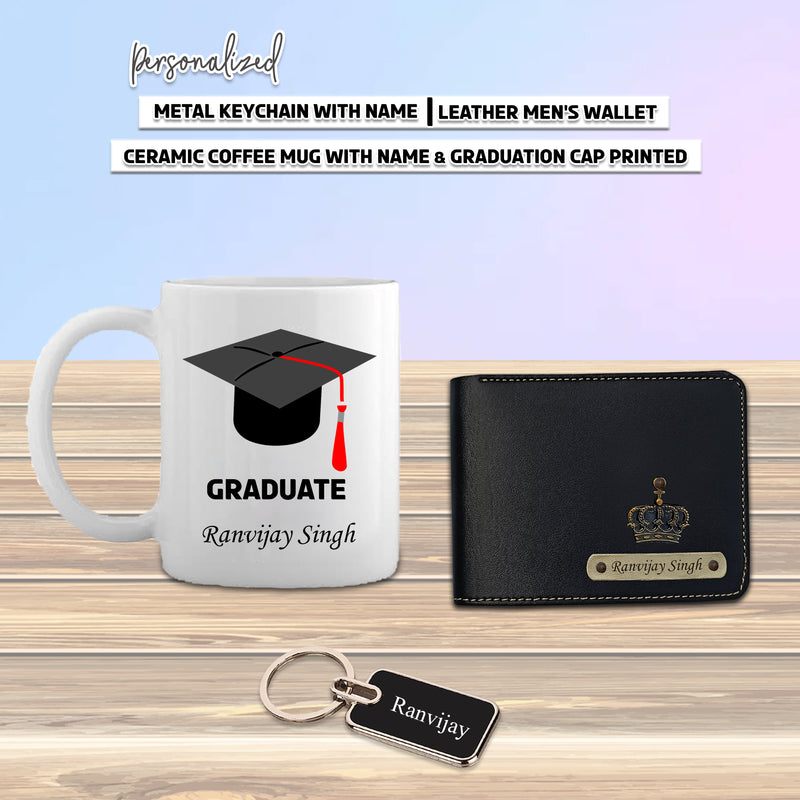 Graduation Gift Combo for Men - Custom Wallet, Keychain & Mug