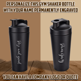 Personalized Black Gym Shaker.