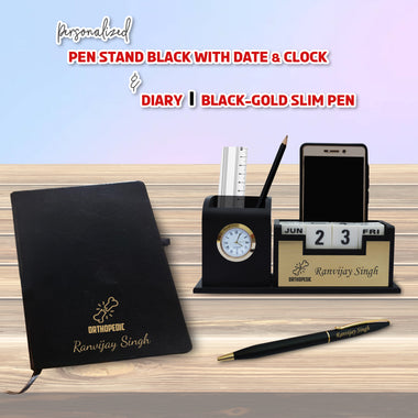 Orthopedic Desk Gift Set - Customized Pen Stand, Pen & Diary.