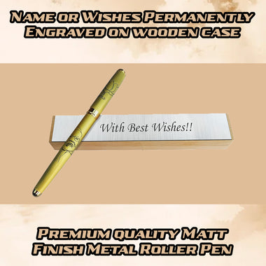 Gold Plated Engraved Narendra Modi Ji Pen with Wooden Box.