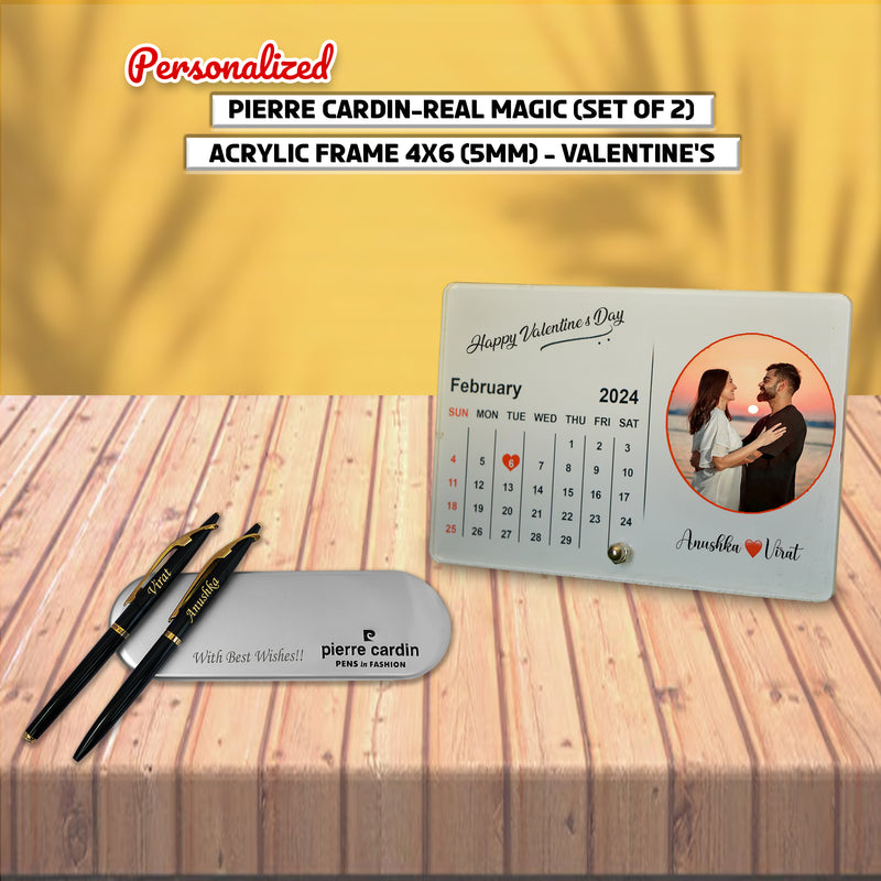 Valentine Combo – Personalized Pen Set & Custom 4x6 Acrylic Calendar Frame