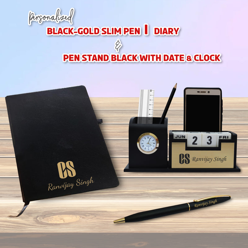 CS Combo Set: Coat Pen Stand, Logo Pen & Engraved Diary.