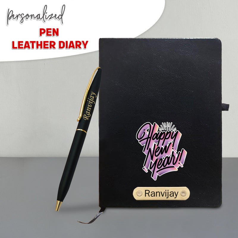 Customized New Year Gift Set - Diary & Pen-Black