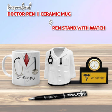 Doctor's Desk Set: Pen, Pen Stand with Coffee Mug.