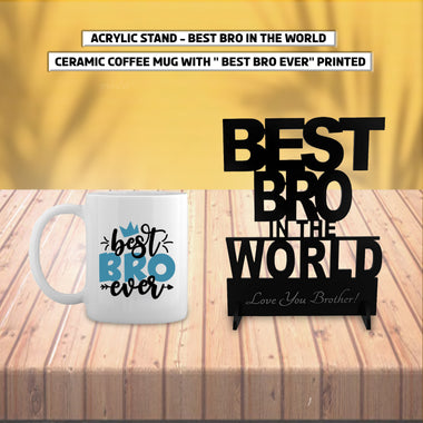 Rakhi Gift Set: Acrylic Bro Stand & Best Bro Mug