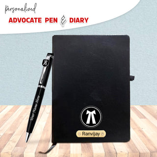 Customized Advocate Set: Name Engraved Pen & A5 Black Diary