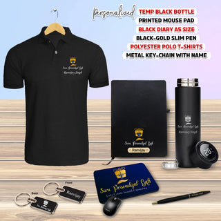 Custom Corporate Gift Set - Pen, Keychain, Bottle, Diary, Mouse Pad & T-Shirt.