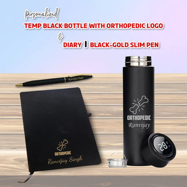 Custom Orthopedic Gift Set - Bottle, Engraved Pen & Logo Diary.