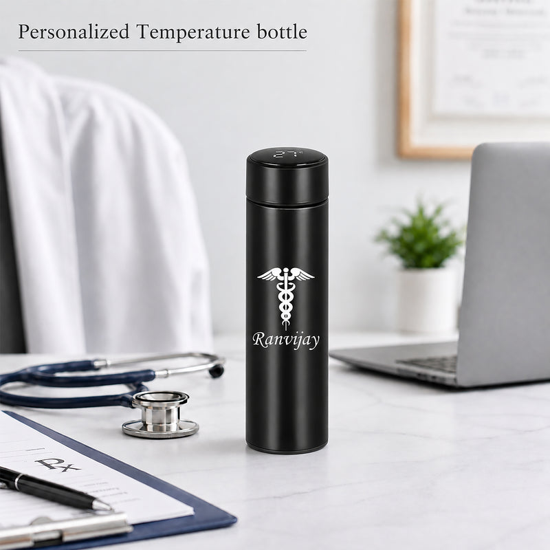 Personalized Custom Doctor's logo & Name Engraved Water Bottle.