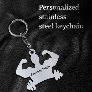 Personalized Gym Keychain with Custom Name | Fitness & Bodybuilder Gift for Men
