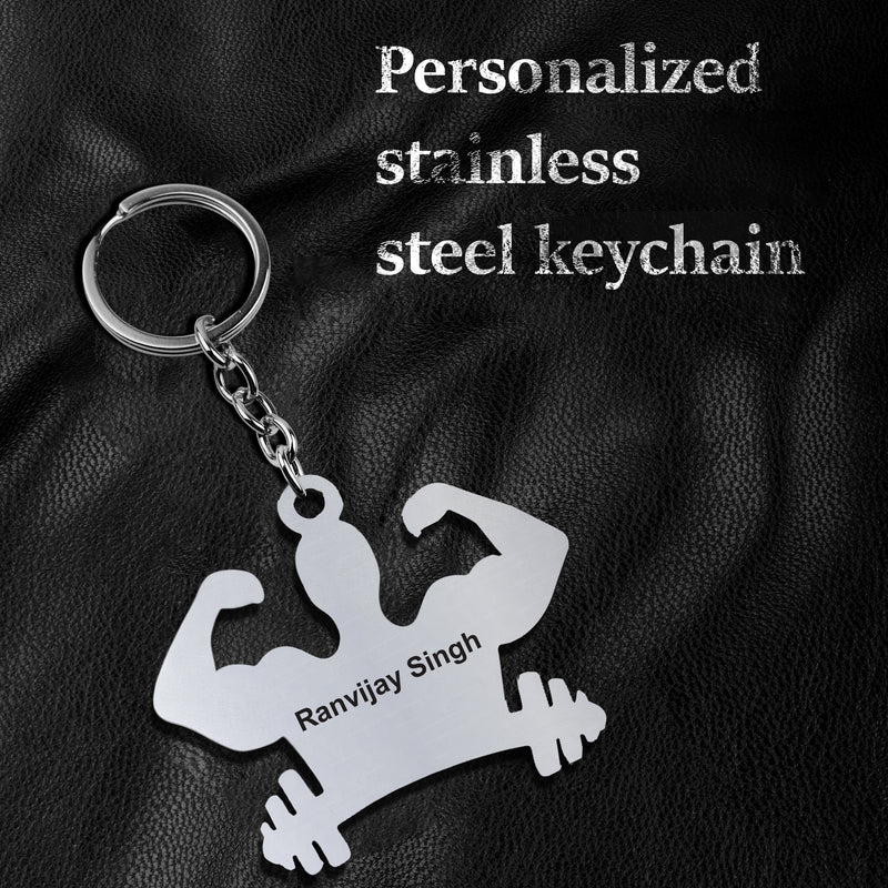 Personalized Gym Keychain with Custom Name | Fitness & Bodybuilder Gift for Men
