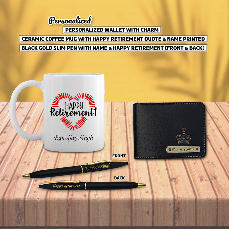 Personalized Retirement Gift Set - Wallet, Mug, & Pen