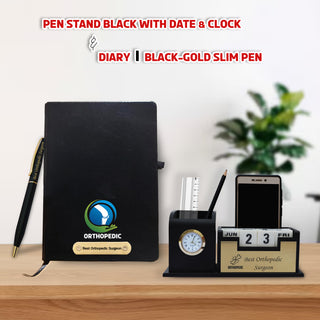 Orthopedic Combo-  Pen with 'Best Orthopedic Surgeon' Engraved, Pen Stand & Diary with Orthopedic Logo.