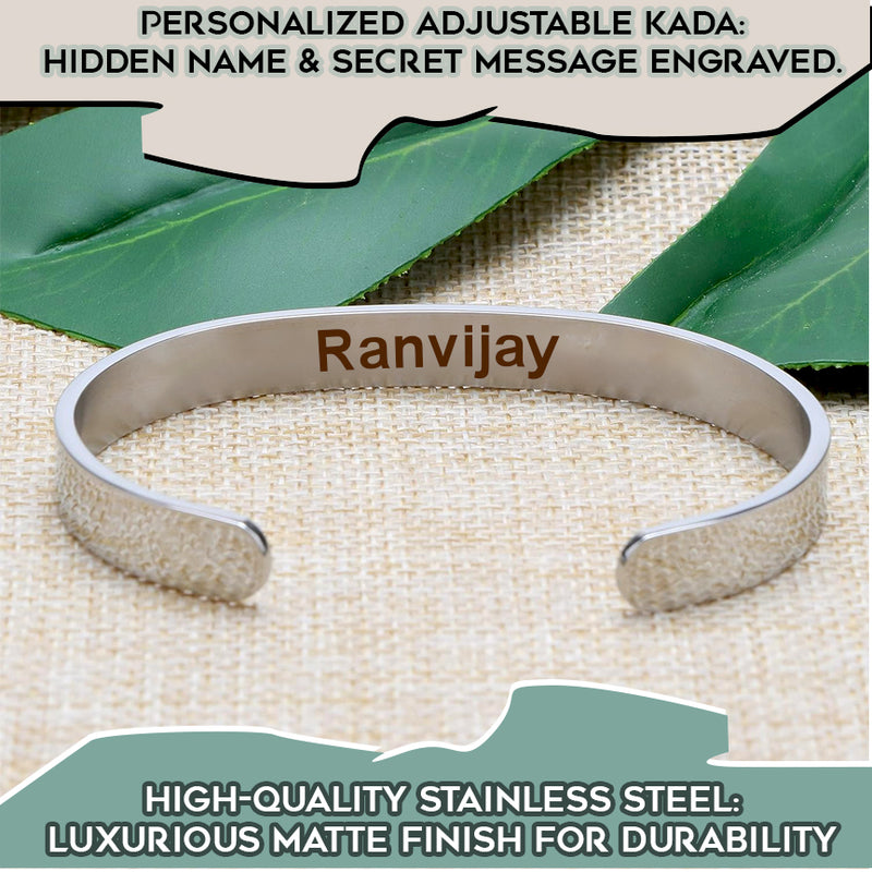 Adjustable Unisex Bracelet with Your Hidden Name & Secret Message Engraved