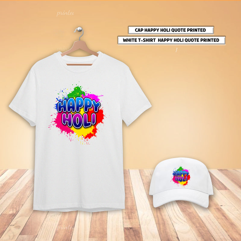 Holi T-Shirt & Cap Combo – Colorful Holi Festival Clothing for Men, Women & Kids –