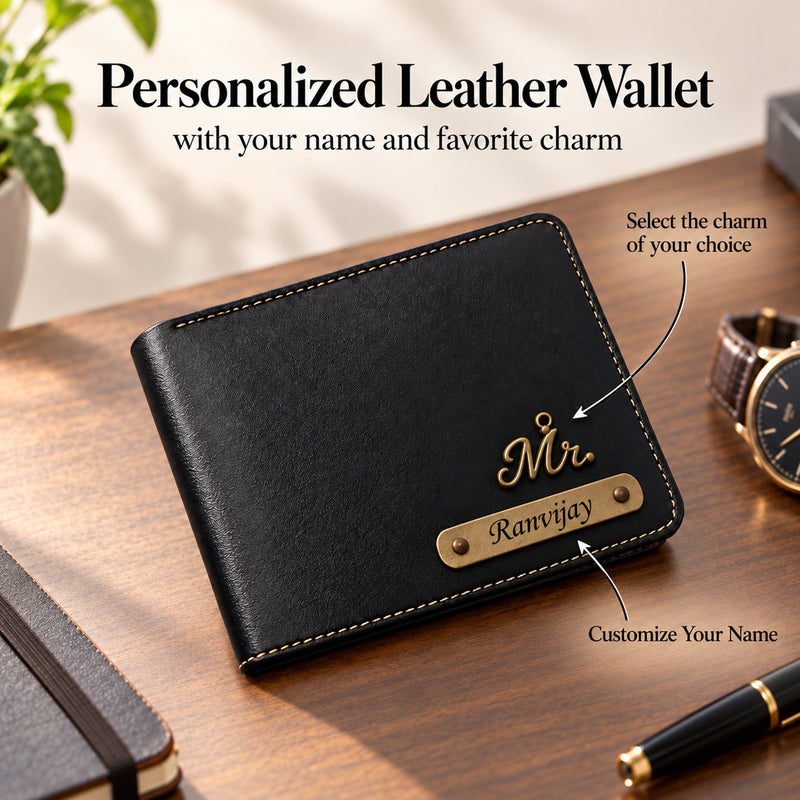 Customized Wallet for Men with Name & Charm | Personalized Name Wallet for Men's.
