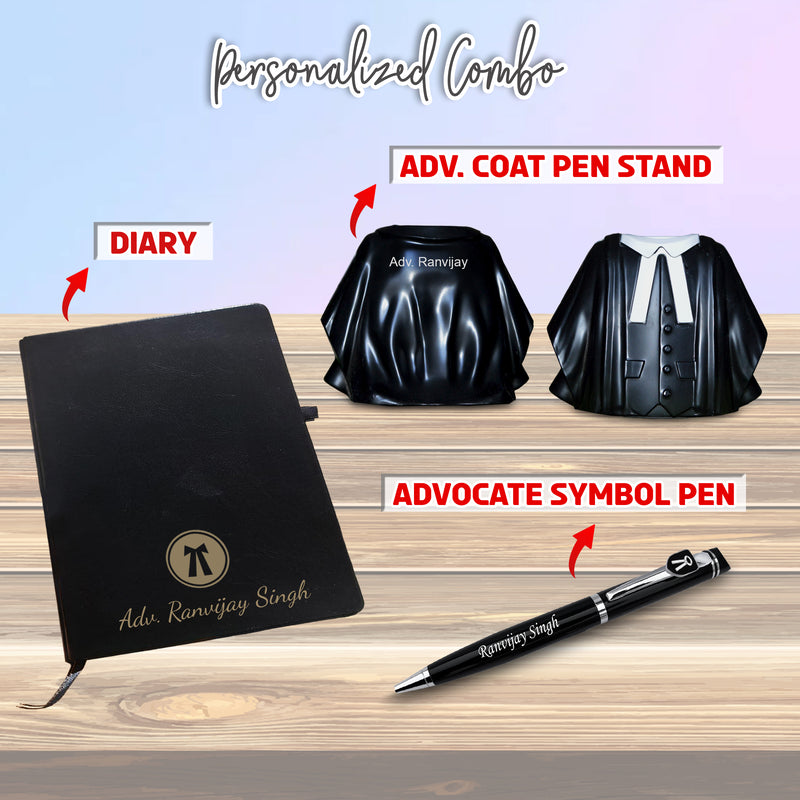 Advocate Desk Set - Coat Pen Stand, Pen & A5 Diary