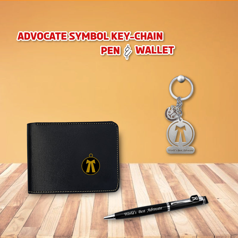 Advocate Combo - Advocate Keychain, Pen with 'World's Best Advocate' & Wallet with Advocate Charm.