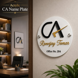 Customized CA Acrylic Name Plate with Name & House Number.
