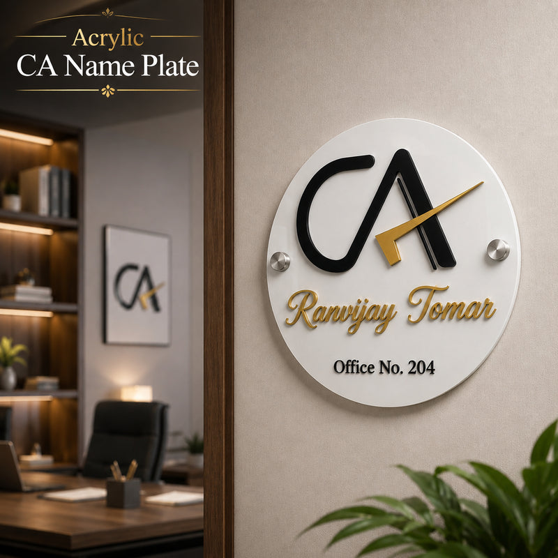 Customized CA Acrylic Name Plate with Name & House Number.