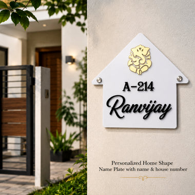 Customized House Shape Acrylic Name Plate with Name & House Number.