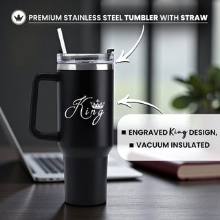 Stainless Steel Insulated 1200 ML Tumbler with King Design Engraved.
