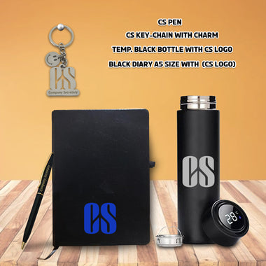 Company Secretary Gift Set – Premium Pen, A5 CS Logo Diary, Temperature Bottle & Smiley Keychain