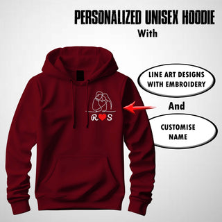 Customized Unisex Hoodie- Custom Name, Initial Letter with Embroidery Design .