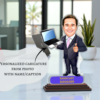 Photo Caricature for Male Employee – Customized Acrylic Standee.