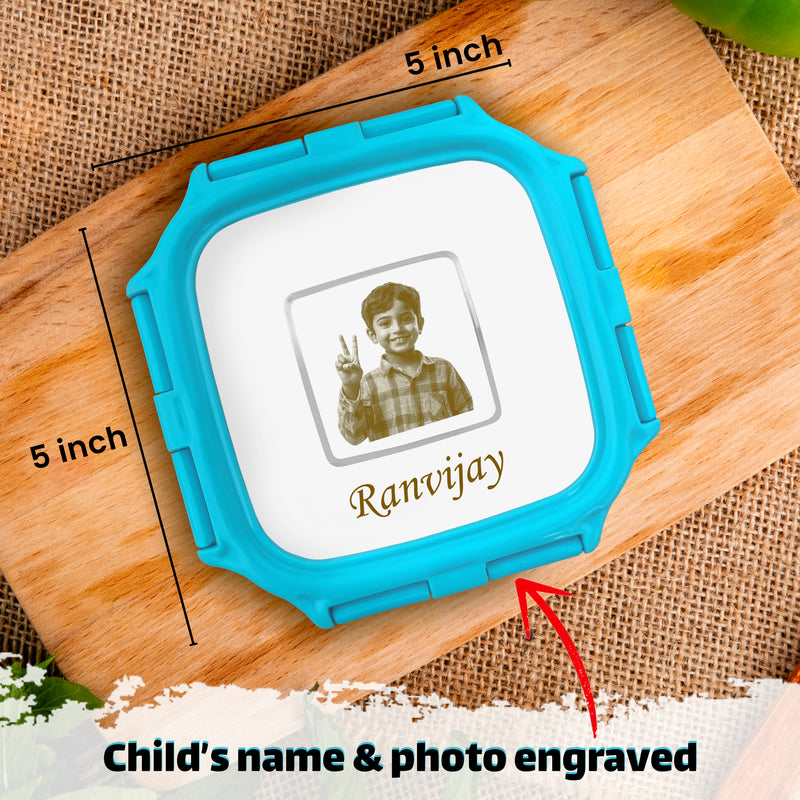 Custom Kids Stainless Steel Lunch Box – Photo & Name Printed.