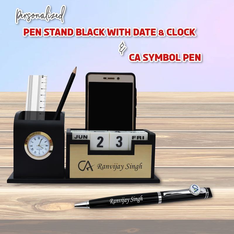 CA Combo: Personalized Name-Engraved Pen & Pen Stand