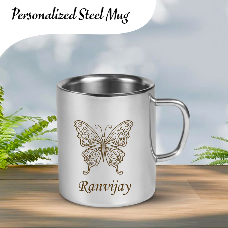 Personalized Stainless Steel Mug for Kids – Cartoon Character and Name Engraved